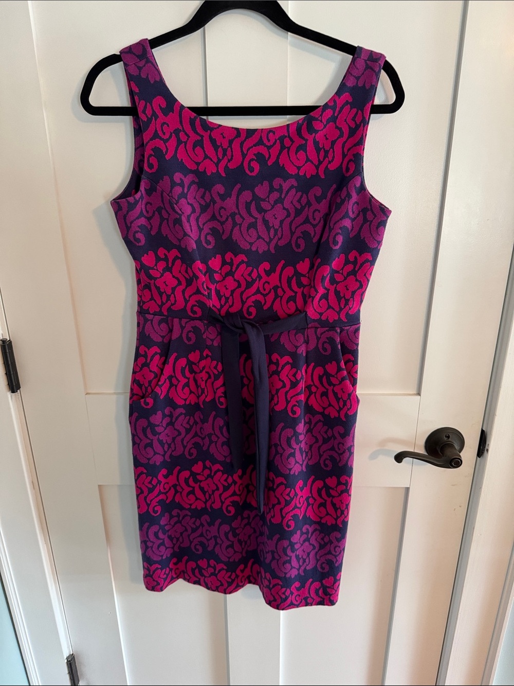 Lilly Pulitzer Sleeveless Floral Jacquard Sheath Dress Fuchsia & Navy size med